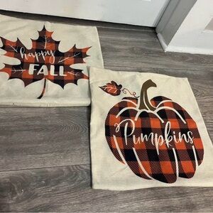 Fall Themed Pillow Covers with Plaid Design